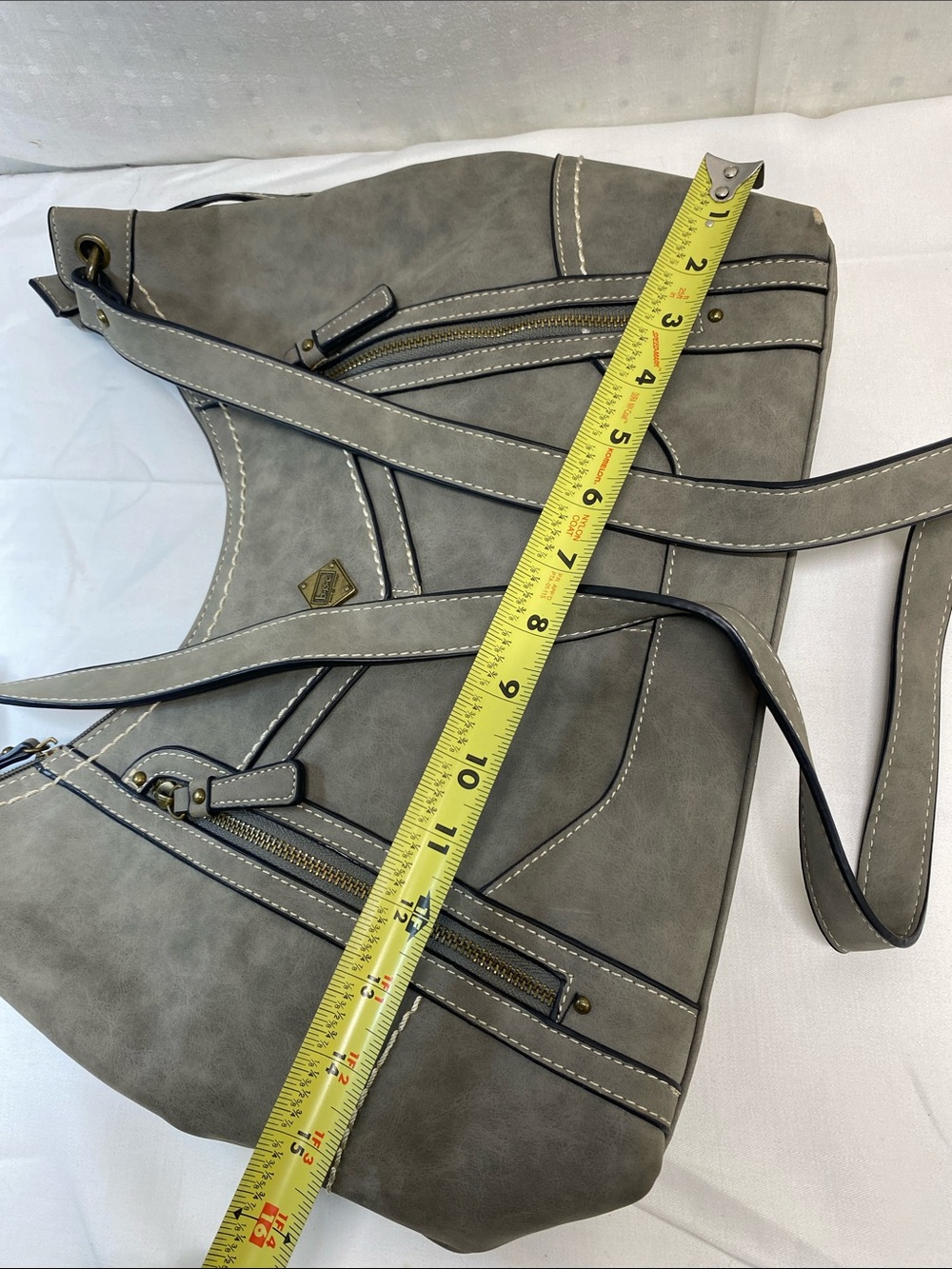 boc Gray Suede-Style hobo Shoulder Crossbody Bag adjustable strap - Picture 13 of 15